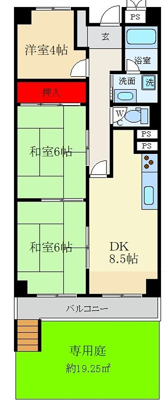 枚方ハイツ第８号棟 間取り