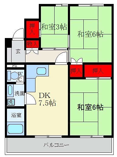 枚方ハイツ　３号棟 間取り