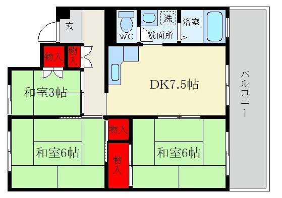 枚方ハイツ　３号棟 間取り