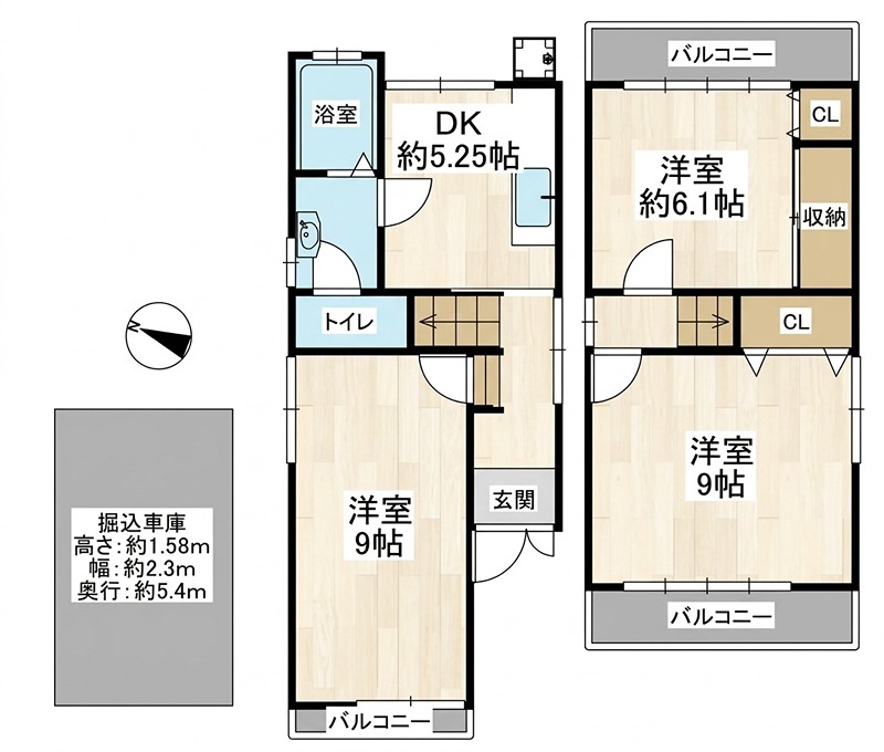 ＭＡＹＵＭＩハウス５２７号館藤阪元町 間取り