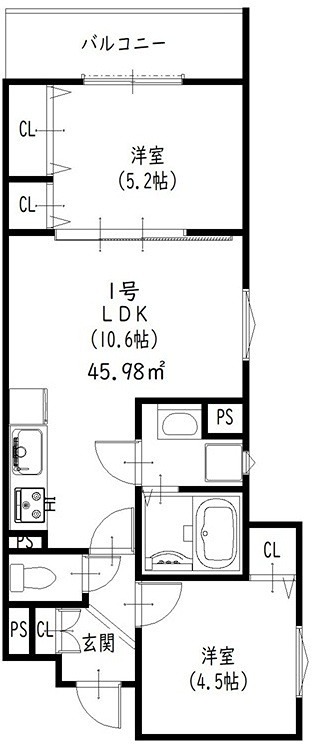 クリエオーレ藤阪東町Ⅱ 間取り