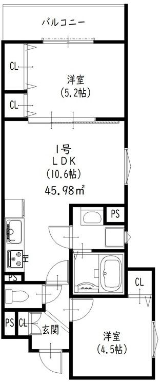 クリエオーレ藤阪東町Ⅱ 間取り