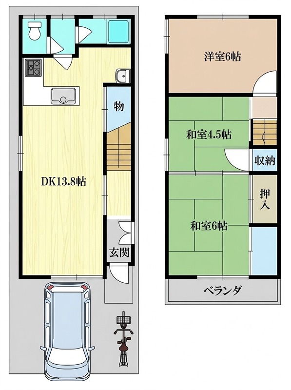 貸家 枚方市伊加賀寿町7-9 間取り