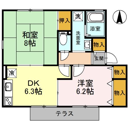 プランドール南楠葉　Ｂ棟 間取り