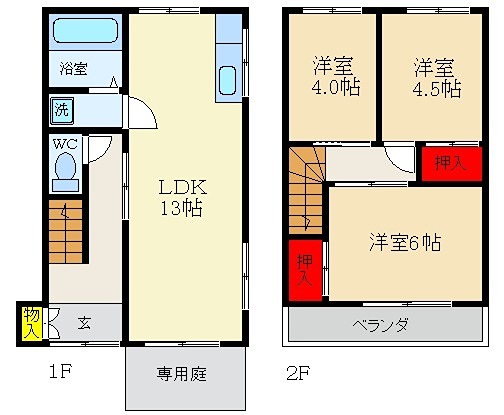 太間東町13-14貸家 間取り