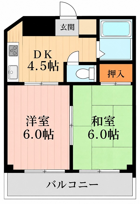 三熊ハイツ渚7号 間取り