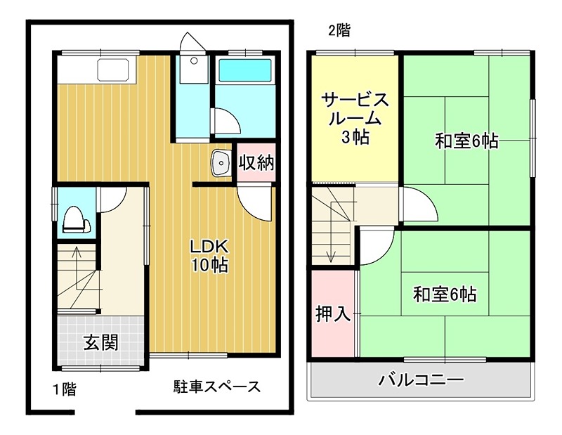 貸家 枚方市東船橋２丁目40-8 間取り