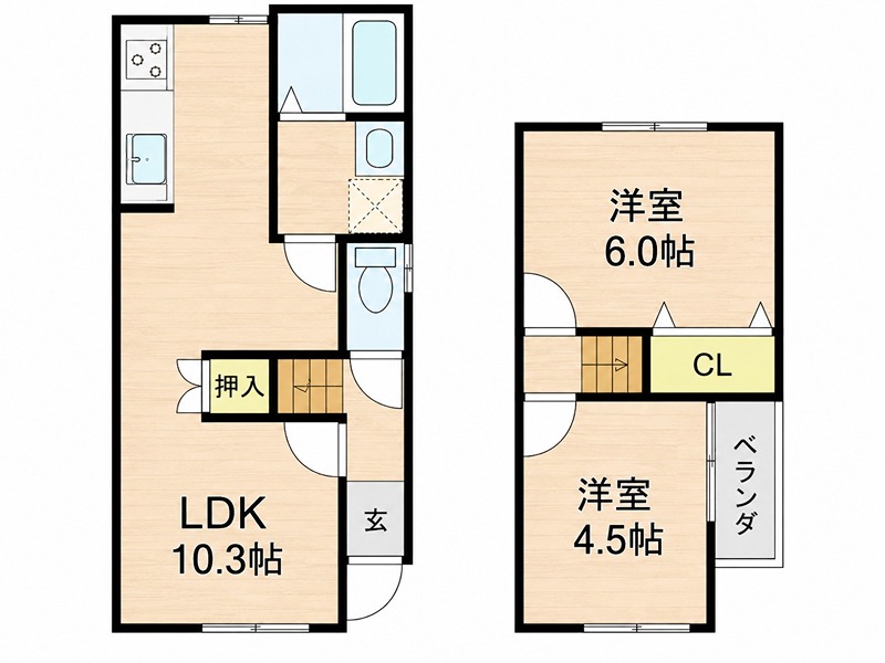MAYUMIハウス452　楠葉中之芝1丁目　賃家 間取り