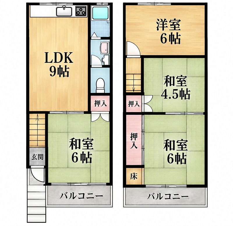 町楠葉2丁目13-6　貸家 間取り