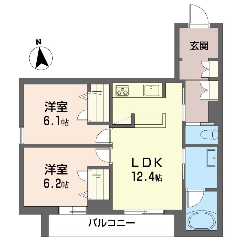 ディオスプロス 201号室 間取り