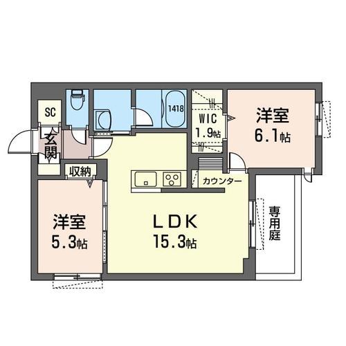 ル・レイヴ 102号室 間取り