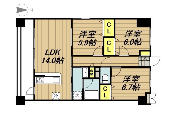 ロイヤルメドゥ北戸田 507号室 間取り