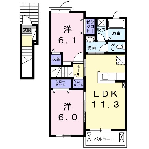 プリムローズＢ  間取り