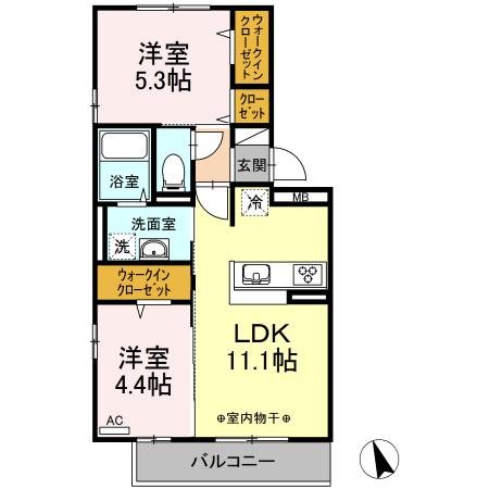 オッツ梅満Ⅱ　A棟 間取り