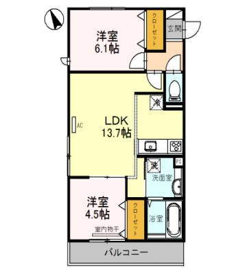 フロイデプラッツ  307号室 間取り