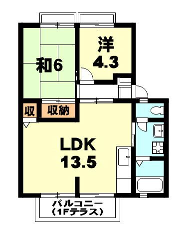 コーポ西渋川Ⅱ 間取り図