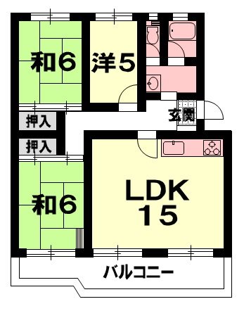 膳所ハイツ　８号棟 301号室 間取り