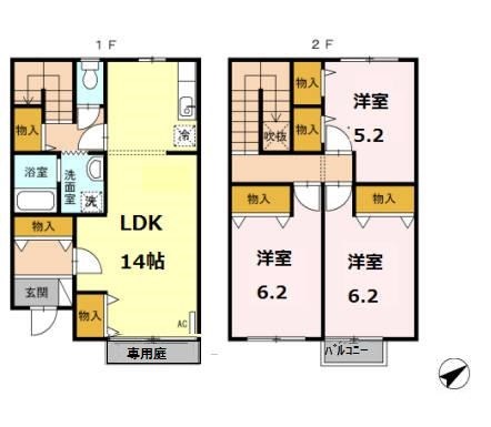 ルミエール東矢倉 105号室 間取り