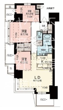 プラウドシティ大津京 1101号室 間取り