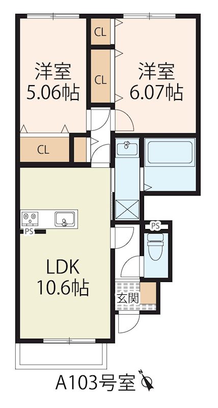 フラン瀬田　A棟 103号室 間取り