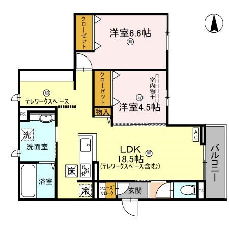 仮称）草津市東矢倉４丁目Ｄ-ＲＯＯＭ　Ａ棟 間取り図