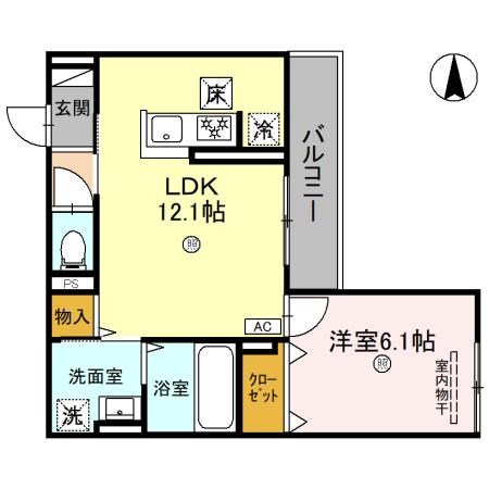 仮称）草津市東矢倉４丁目Ｄ-ＲＯＯＭ　Ａ棟 間取り図