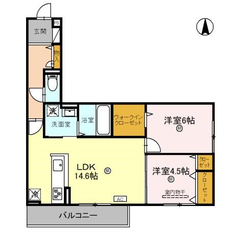 仮称）草津市東矢倉４丁目Ｄ-ＲＯＯＭ　Ａ棟 間取り図