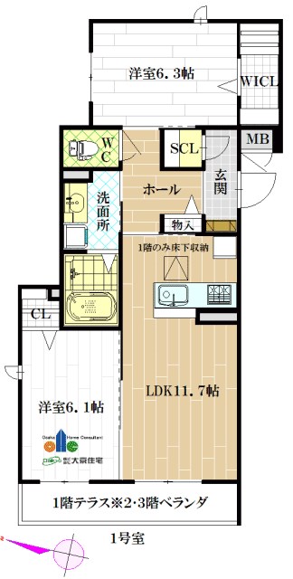 シャーメゾン南久宝寺Ⅱ番館 間取り