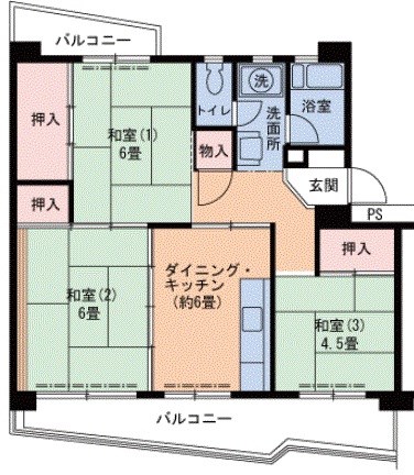 UR ひよどり台 133-135 間取り図