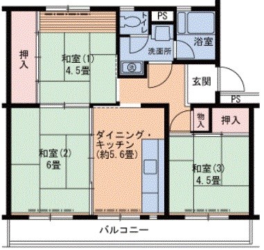 UR ひよどり台 133-135 間取り図