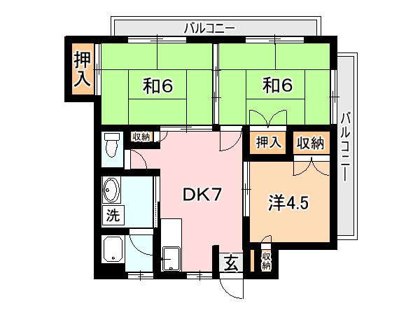 メゾンドブランシュ鴨池 301号室 間取り
