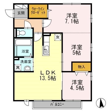 セジュールプルミエ A棟 間取り図