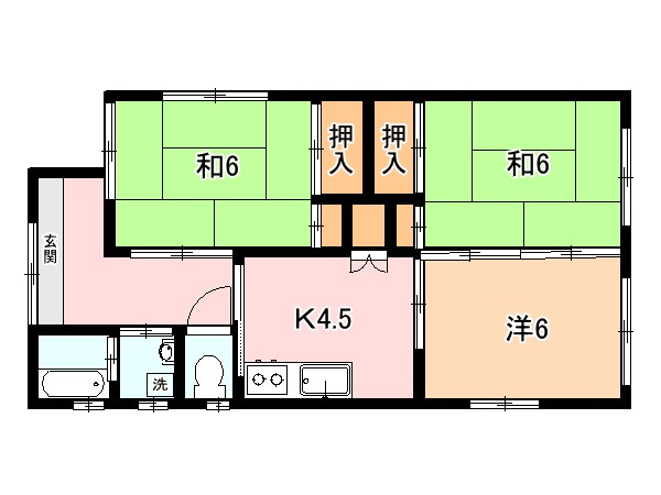 玉里団地貸家（右） 間取り図