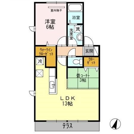 グラシュー 102号室 間取り