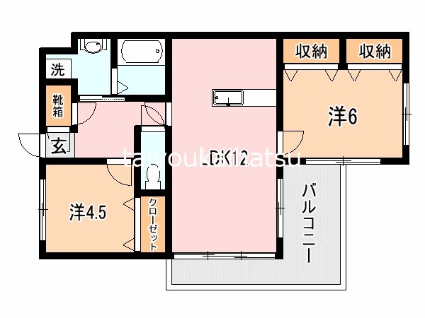 京竹楽 208号室 間取り