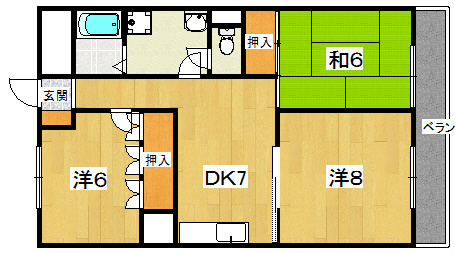 3DK 山喜マンション 間取り図