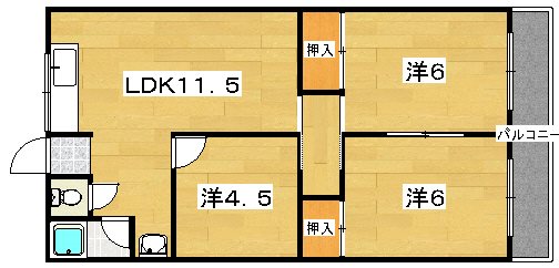中西マンションB棟 間取り