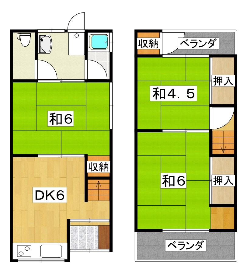 北中振1丁目貸家 間取り