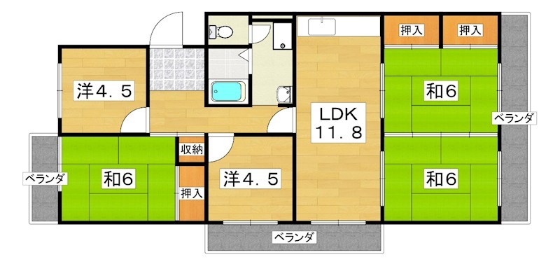 オリーブハイツ枚方長尾6号棟 間取り