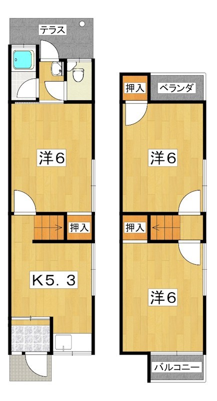 八幡市八幡三反長貸家 間取り