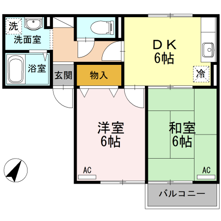 エスパシオ那賀川　Ａ棟 間取り