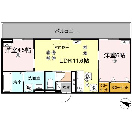 フィオーレガーデン北田宮　Ａ 間取り