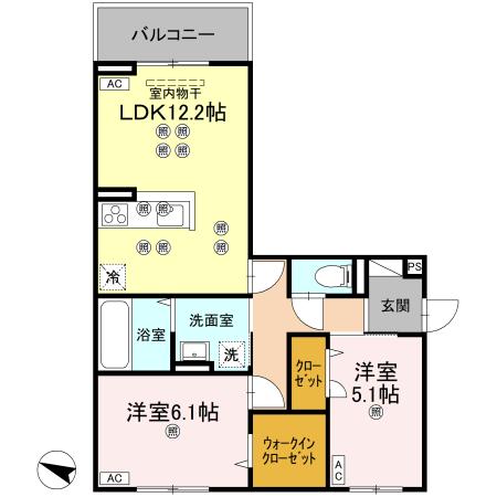 フィオーレガーデン北田宮　Ａ 間取り