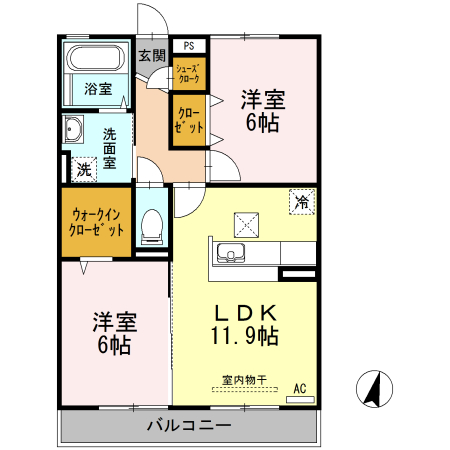 サンシャイン見白　Ｂ棟 間取り
