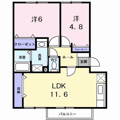 グランディール矢三Ｂ 間取り