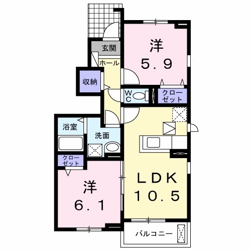 クラール南庄町　Ｄ 間取り