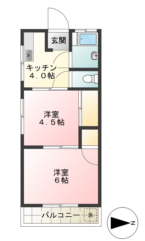 筑波荘 5号室 間取り