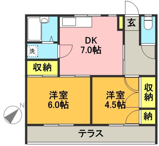 メゾンドゥルルベ 102号室 間取り