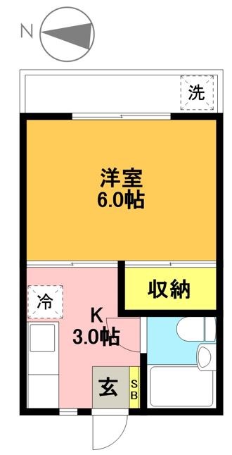 キャスル代田B棟 107号室 間取り
