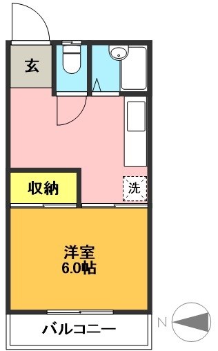 フラットハギワラ 2B号室 間取り